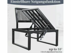 Merax Conjunto de muebles de jardín - 252 x 195 x 76 cm - con sofá reclinable + 2 mesas de centro - Poliéster + metal - negro + Gris Online