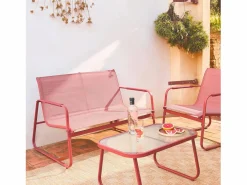 Sweeek Salones De Jardín|Conjunto de muebles de jardín de acero, 4 plazas terracotta