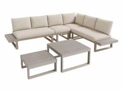 Conjunto de muebles de jardín - 252 x 195 x 76 cm - con sofá reclinable + 2 mesas de centro - Poliéster + metal -^Merax Discount