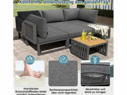 Merax Salones De Jardín|Conjunto de muebles de jardín con cojines de asiento y respaldo para 6 personas - tumbona doble - metal -