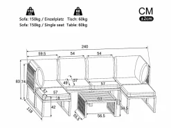 Merax Salones De Jardín|Conjunto de muebles de jardín con cojines de asiento y respaldo para 6 personas - tumbona doble - metal -