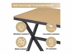 Conjunto de muebles de jardín modulares de 4 piezas en acero galvanizado: sofá esquinero, 2 taburetes y mesa de centro en beige^Merax New