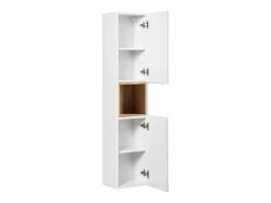 Petits-Meubles Conjunto De Baño|Conjunto de muebles doble lavabo 140cm 4 cajones y columna Riva Blanco y Madera