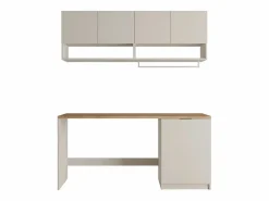 Vente-unique Mueble Para Lavadora|Conjunto de muebles para lavadora, L182 cm, cashmere y natural claro, NATAJI