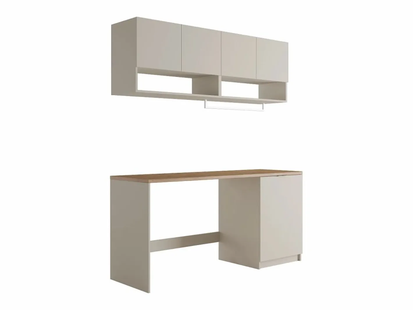 Vente-unique Mueble Para Lavadora|Conjunto de muebles para lavadora, L182 cm, cashmere y natural claro, NATAJI