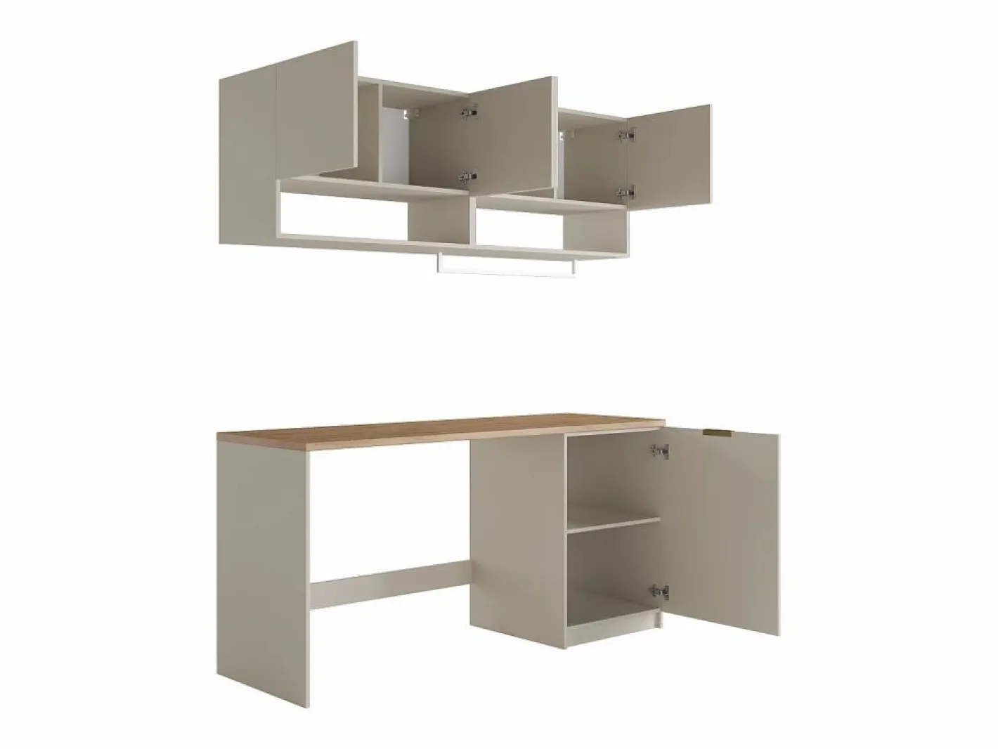 Vente-unique Mueble Para Lavadora|Conjunto de muebles para lavadora, L182 cm, cashmere y natural claro, NATAJI