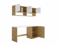 Vente-unique Mueble Para Lavadora|Conjunto de muebles para lavadora, L182 cm, blanco y natural claro, NATAJI