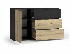 Meublorama Dormitorio Completo|Conjunto de Muebles para Dormitorio Completo MELODY - Armario, Cama con Almacenamiento, Mesitas de Noche y Cómoda