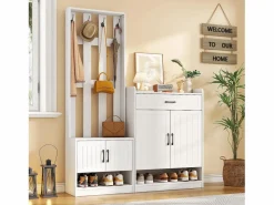 Conjunto de recibidor - 140,6 x 32 x 180 cm - Armario de recibidor + zapatero - Aglomerado -^Merax Discount