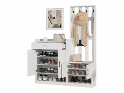 Conjunto de recibidor - 140,6 x 32 x 180 cm - Armario de recibidor + zapatero - Aglomerado -^Merax Discount
