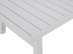 MYLIA Conjunto de salón de jardín en aluminio y cuerda: sofá de 3 plazas, 2 sillones y una mesa de centro - Blanco con cojines beige - LUREYA de Beige / Blanco Outlet