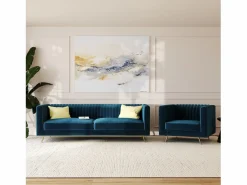 Rendez-Vous Déco Conjunto Sofá Y Sillón|Conjunto de sofá y sillón de terciopelo de 3 plazas - Gatsby