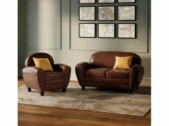 Rendez-Vous Déco Conjunto Sofá Y Sillón|Conjunto de sofá y sillón marrón oscuro de 3 plazas - Club - Club