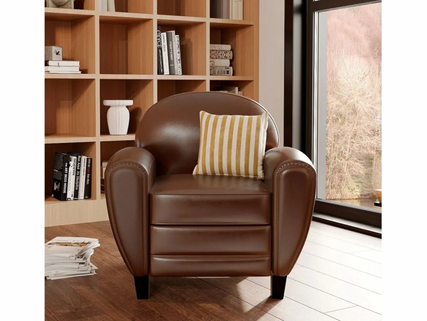 Rendez-Vous Déco Conjunto Sofá Y Sillón|Conjunto de sofá y sillón marrón oscuro de 3 plazas - Club - Club