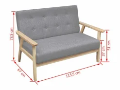 Conjunto de sofás 2 piezas tela claro^Clicnbuy New