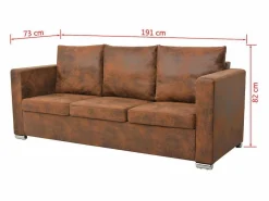 Clicnbuy Conjunto Sofás|Conjunto de sofás de 2 piezas de piel artificial de ante