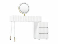 Merax Conjunto de tocador - 135 x 40 x 127 cm - Con espejo LED + 5 cajones - Para dormitorio - MDF - (sin taburete) Blanco