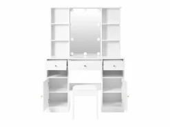 Merax Tocador|Conjunto de tocador - 110 x 40 x 151 cm - Tocador con luces LED + espejo + taburete + 3 cajones + 2 puertas - Aglomerado -