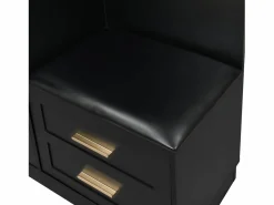 ModernLuxe Conjunto de vestidor de entrada 110x33x185,5 cm - 3 puertas y 1 cajón - Mueble para zapatos y banco para calzado - con espejo - Negro Sale