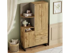 ModernLuxe Armario De Entrada|Conjunto de vestidor de entrada 110x38x186 cm - 3 puertas y 2 cajones - armario con barra - Panel acolchado - Natural