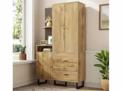 ModernLuxe Armario De Entrada|Conjunto de vestidor de entrada 110x38x186 cm - 3 puertas y 2 cajones - armario con barra - Panel acolchado - Natural