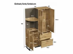 ModernLuxe Armario De Entrada|Conjunto de vestidor de entrada 110x38x186 cm - 3 puertas y 2 cajones - armario con barra - Panel acolchado - Natural