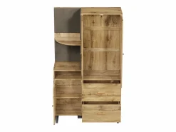 ModernLuxe Armario De Entrada|Conjunto de vestidor de entrada 110x38x186 cm - 3 puertas y 2 cajones - armario con barra - Panel acolchado - Natural