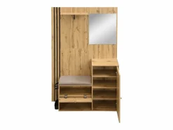 ModernLuxe Conjunto de vestidor de entrada 115x37x185 cm - con espejo y ganchos - con asiento acolchado - Paraguero - Natural Color natural claro New