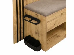 ModernLuxe Conjunto de vestidor de entrada 115x37x185 cm - con espejo y ganchos - con asiento acolchado - Paraguero - Natural Color natural claro New