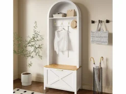 ModernLuxe Conjunto de vestidor de entrada 75x35x195 cm - con mueble para zapatos y ganchos - con estantes - Blanco Clearance
