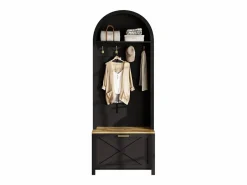 ModernLuxe Conjunto de vestidor de entrada 75x35x195 cm - con mueble para zapatos y ganchos - con estantes - Negro Sale