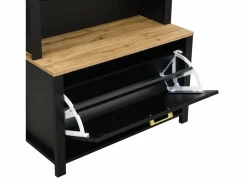 ModernLuxe Conjunto de vestidor de entrada 75x35x195 cm - con mueble para zapatos y ganchos - con estantes - Negro Sale