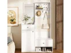 Conjunto de vestidor de entrada 105x38x180 cm - con espejo - con ganchos ajustables - 2 cajones y 1 puerta -^ModernLuxe Online