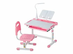 Conjunto Escritorio y Silla para Niños SucceBuy, Altura Ajustable con Lámpara,^