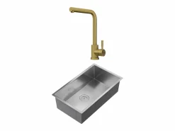 Conjunto fregadero 76x45 cm SOELA + grifo ROFILA de acero inoxidable - y Dorado^Vente-unique Sale