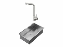 Vente-unique Fregadero|Conjunto fregadero 76x45 cm SOELA + grifo ROFILA de acero inoxidable -