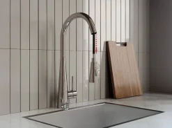 Vente-unique Fregadero|Conjunto fregadero 55x45 cm SOELA + grifo con ducha RONA de acero inoxidable