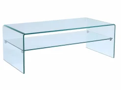 Vente-unique Mueble Tv|Conjunto Mesa de centro + Mueble TV - Cristal templado - Sala de estar design STILEOS