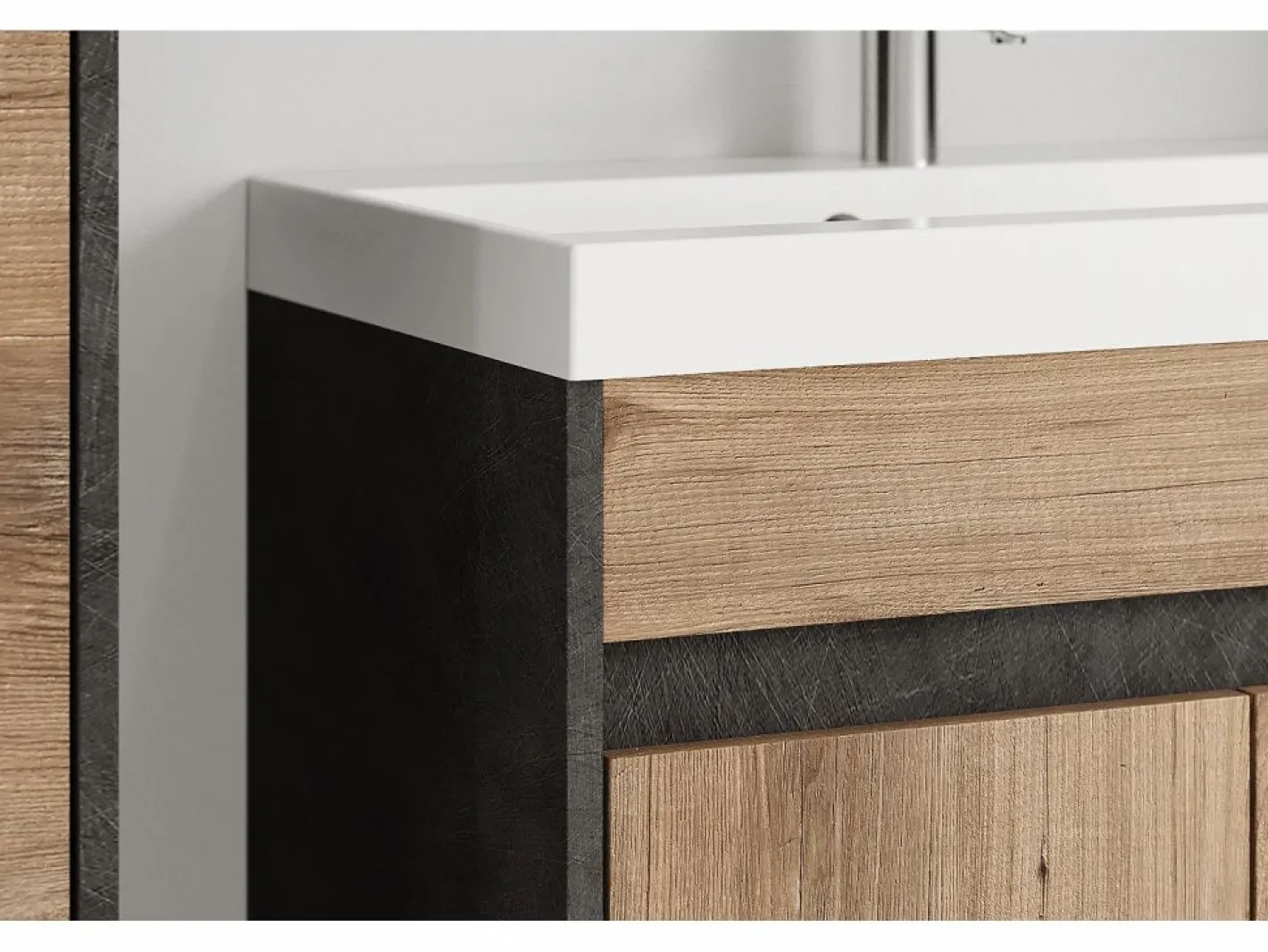 Conjunto De Baño|Conjunto moderno de muebles de baño 4 piezas – mueble con lavabo, columnas, espejo matera/castaño mate