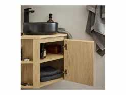 Conjunto mueble bajo lavabo de esquina + lavabo negro SORRENTO Color natural claro Hot