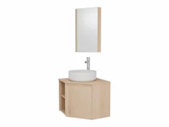 Conjunto De Baño|Conjunto mueble bajo lavabo de esquina + lavabo + grifo + armario de baño de esquina SORRENTO