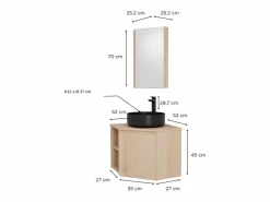 Conjunto De Baño|Conjunto mueble bajo lavabo de esquina + lavabo + grifo + armario de baño de esquina SORRENTO