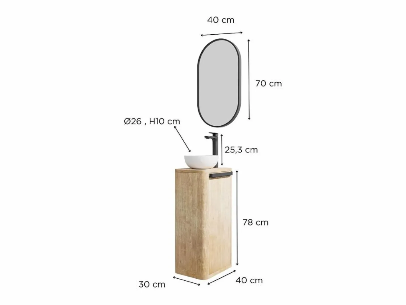 Conjunto mueble lavabo + lavabo + grifo + espejo TOM^ Sale
