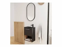 Conjunto mueble lavamanos + grifo NIKA Negro Sale