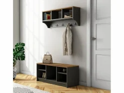 Vajilla|Vajilla|Conjunto muebles recibidor: banco zapatero y perchero de pared de madera Parson -