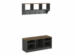Vajilla|Vajilla|Conjunto muebles recibidor: banco zapatero y perchero de pared de madera Parson -