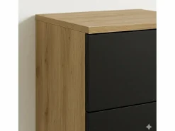 Conjunto para baño 140 cm Armario con encimera y estantería Roble Artisan / Orio Negro Discount
