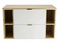 Conjunto para baño 100 cm Armario con encimera y estanterías Roble Artisan / Orio Blanco Best