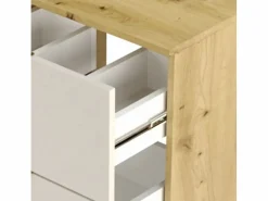 Conjunto para baño 120 cm Armario con encimera Armario con cesta Estantería Roble Artisan / Orio Blanco Best