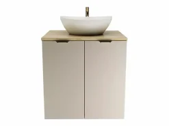 Mueble De Baño Simple|Conjunto para baño 60 cm Armario con encimera y lavabo 2 puertas Roble Artisan / Cachemira Orio